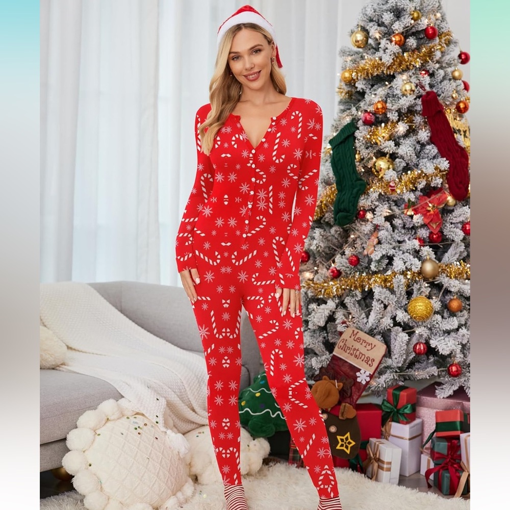 NEW Candy Cane Onesie Pajamas M